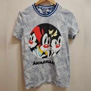 Animaniacs Reverse Hawaiian Floral Shirt Mens Size S TV Show Apparel Warner Bros